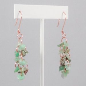 Chalcedony Earrings, Copper Wire, Handmade